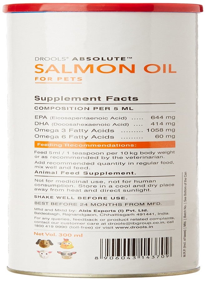 Drools Absolute Salmon Oil Syrup- Dog Supplement, 300ml - Image 2